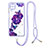 Coque Silicone Motif Fantaisie Souple Couleur Unie Etui Housse avec Laniere Strap Y01X pour Samsung Galaxy A22 4G Violet