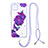 Coque Silicone Motif Fantaisie Souple Couleur Unie Etui Housse avec Laniere Strap Y01X pour Samsung Galaxy F42 5G Violet