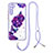 Coque Silicone Motif Fantaisie Souple Couleur Unie Etui Housse avec Laniere Strap Y01X pour Xiaomi Redmi Note 8 (2021) Violet