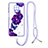 Coque Silicone Motif Fantaisie Souple Couleur Unie Etui Housse avec Laniere Strap Y01X pour Xiaomi Redmi Note 9 Pro Max Violet