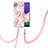 Coque Silicone Motif Fantaisie Souple Couleur Unie Etui Housse avec Laniere Strap Y02B pour Samsung Galaxy A22 5G Rose