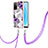 Coque Silicone Motif Fantaisie Souple Couleur Unie Etui Housse avec Laniere Strap Y03B pour Oppo A55 5G Violet