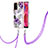 Coque Silicone Motif Fantaisie Souple Couleur Unie Etui Housse avec Laniere Strap Y03B pour Oppo A74 5G Violet