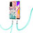 Coque Silicone Motif Fantaisie Souple Couleur Unie Etui Housse avec Laniere Strap Y03B pour Oppo A94 5G Colorful