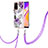 Coque Silicone Motif Fantaisie Souple Couleur Unie Etui Housse avec Laniere Strap Y03B pour Oppo A94 5G Violet