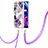 Coque Silicone Motif Fantaisie Souple Couleur Unie Etui Housse avec Laniere Strap Y03B pour Realme C25Y India Violet