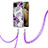 Coque Silicone Motif Fantaisie Souple Couleur Unie Etui Housse avec Laniere Strap Y03B pour Samsung Galaxy A12 5G Violet