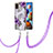 Coque Silicone Motif Fantaisie Souple Couleur Unie Etui Housse avec Laniere Strap Y03B pour Samsung Galaxy A21s Violet