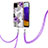 Coque Silicone Motif Fantaisie Souple Couleur Unie Etui Housse avec Laniere Strap Y03B pour Samsung Galaxy A22 4G Petit