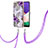 Coque Silicone Motif Fantaisie Souple Couleur Unie Etui Housse avec Laniere Strap Y03B pour Samsung Galaxy A22s 5G Violet