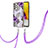 Coque Silicone Motif Fantaisie Souple Couleur Unie Etui Housse avec Laniere Strap Y03B pour Samsung Galaxy A72 5G Violet