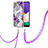 Coque Silicone Motif Fantaisie Souple Couleur Unie Etui Housse avec Laniere Strap Y03B pour Samsung Galaxy F42 5G Violet