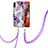 Coque Silicone Motif Fantaisie Souple Couleur Unie Etui Housse avec Laniere Strap Y03B pour Samsung Galaxy M11 Violet