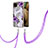 Coque Silicone Motif Fantaisie Souple Couleur Unie Etui Housse avec Laniere Strap Y03B pour Samsung Galaxy M12 Violet