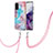 Coque Silicone Motif Fantaisie Souple Couleur Unie Etui Housse avec Laniere Strap Y03B pour Samsung Galaxy S20 5G Bleu