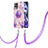 Coque Silicone Motif Fantaisie Souple Couleur Unie Etui Housse avec Laniere Strap Y04B pour Realme Narzo 50 4G Violet Clair