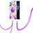 Coque Silicone Motif Fantaisie Souple Couleur Unie Etui Housse avec Laniere Strap Y04B pour Realme V25 5G Violet Clair