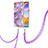 Coque Silicone Motif Fantaisie Souple Couleur Unie Etui Housse avec Laniere Strap Y05B pour LG Velvet 4G Violet