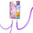 Coque Silicone Motif Fantaisie Souple Couleur Unie Etui Housse avec Laniere Strap Y05B pour LG Velvet 4G Violet Clair