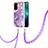 Coque Silicone Motif Fantaisie Souple Couleur Unie Etui Housse avec Laniere Strap Y05B pour OnePlus Nord N200 5G Violet