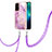 Coque Silicone Motif Fantaisie Souple Couleur Unie Etui Housse avec Laniere Strap Y05B pour OnePlus Nord N200 5G Violet Clair