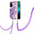 Coque Silicone Motif Fantaisie Souple Couleur Unie Etui Housse avec Laniere Strap Y05B pour Oppo A53s 5G Violet