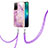 Coque Silicone Motif Fantaisie Souple Couleur Unie Etui Housse avec Laniere Strap Y05B pour Oppo A53s 5G Violet Clair