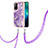 Coque Silicone Motif Fantaisie Souple Couleur Unie Etui Housse avec Laniere Strap Y05B pour Oppo A94 5G Violet