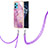 Coque Silicone Motif Fantaisie Souple Couleur Unie Etui Housse avec Laniere Strap Y05B pour Realme 9 4G Violet Clair