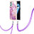 Coque Silicone Motif Fantaisie Souple Couleur Unie Etui Housse avec Laniere Strap Y05B pour Realme 9i 4G Violet Clair