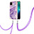 Coque Silicone Motif Fantaisie Souple Couleur Unie Etui Housse avec Laniere Strap Y05B pour Realme C21Y Violet