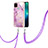 Coque Silicone Motif Fantaisie Souple Couleur Unie Etui Housse avec Laniere Strap Y05B pour Realme C21Y Violet Clair