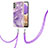 Coque Silicone Motif Fantaisie Souple Couleur Unie Etui Housse avec Laniere Strap Y05B pour Samsung Galaxy A53 5G Violet