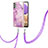 Coque Silicone Motif Fantaisie Souple Couleur Unie Etui Housse avec Laniere Strap Y05B pour Samsung Galaxy A53 5G Violet Clair