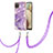 Coque Silicone Motif Fantaisie Souple Couleur Unie Etui Housse avec Laniere Strap Y05B pour Samsung Galaxy F12 Violet
