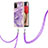 Coque Silicone Motif Fantaisie Souple Couleur Unie Etui Housse avec Laniere Strap Y05B pour Samsung Galaxy M02s Violet