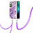 Coque Silicone Motif Fantaisie Souple Couleur Unie Etui Housse avec Laniere Strap Y05B pour Samsung Galaxy Note 20 5G Violet