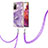 Coque Silicone Motif Fantaisie Souple Couleur Unie Etui Housse avec Laniere Strap Y05B pour Samsung Galaxy S20 FE 4G Violet