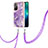 Coque Silicone Motif Fantaisie Souple Couleur Unie Etui Housse avec Laniere Strap Y05B pour Xiaomi Poco M4 Pro 5G Violet