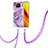 Coque Silicone Motif Fantaisie Souple Couleur Unie Etui Housse avec Laniere Strap Y05B pour Xiaomi Poco X3 Pro Violet