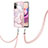 Coque Silicone Motif Fantaisie Souple Couleur Unie Etui Housse avec Laniere Strap Y05B pour Xiaomi Redmi Note 10 4G Rose