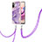 Coque Silicone Motif Fantaisie Souple Couleur Unie Etui Housse avec Laniere Strap Y05B pour Xiaomi Redmi Note 10 4G Violet