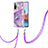 Coque Silicone Motif Fantaisie Souple Couleur Unie Etui Housse avec Laniere Strap Y05B pour Xiaomi Redmi Note 10 Pro Max Violet