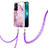 Coque Silicone Motif Fantaisie Souple Couleur Unie Etui Housse avec Laniere Strap Y05B pour Xiaomi Redmi Note 11 Pro 5G Violet Clair