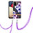 Coque Silicone Motif Fantaisie Souple Couleur Unie Etui Housse avec Laniere Strap Y06B pour Samsung Galaxy A02s Violet