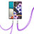 Coque Silicone Motif Fantaisie Souple Couleur Unie Etui Housse avec Laniere Strap Y06B pour Samsung Galaxy A13 4G Violet