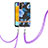 Coque Silicone Motif Fantaisie Souple Couleur Unie Etui Housse avec Laniere Strap Y06B pour Samsung Galaxy A13 5G Bleu