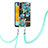 Coque Silicone Motif Fantaisie Souple Couleur Unie Etui Housse avec Laniere Strap Y06B pour Samsung Galaxy A13 5G Cyan