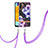 Coque Silicone Motif Fantaisie Souple Couleur Unie Etui Housse avec Laniere Strap Y06B pour Samsung Galaxy A13 5G Violet