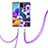 Coque Silicone Motif Fantaisie Souple Couleur Unie Etui Housse avec Laniere Strap Y06B pour Samsung Galaxy A21s Violet